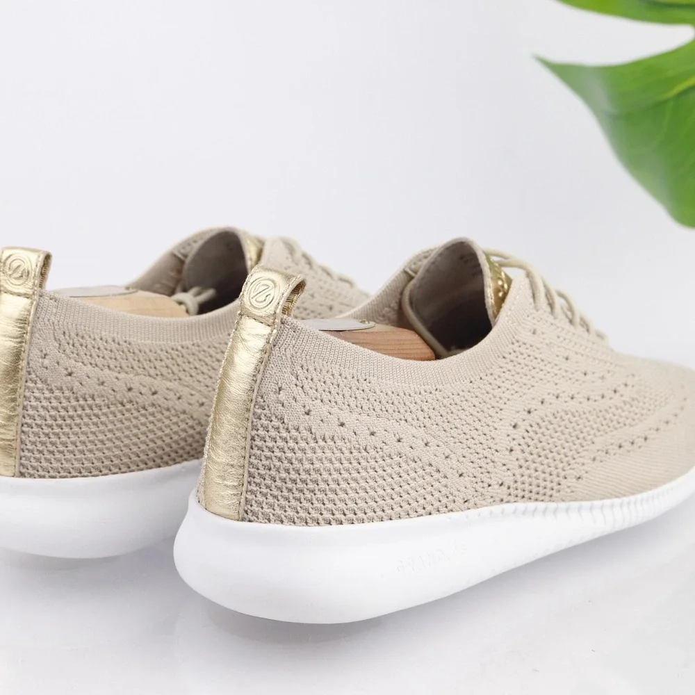 Cole Haan Womens 2.Zerogrand Oxford Shoes Size 11 Tan Knit Wingtip Sneaker Comfy
